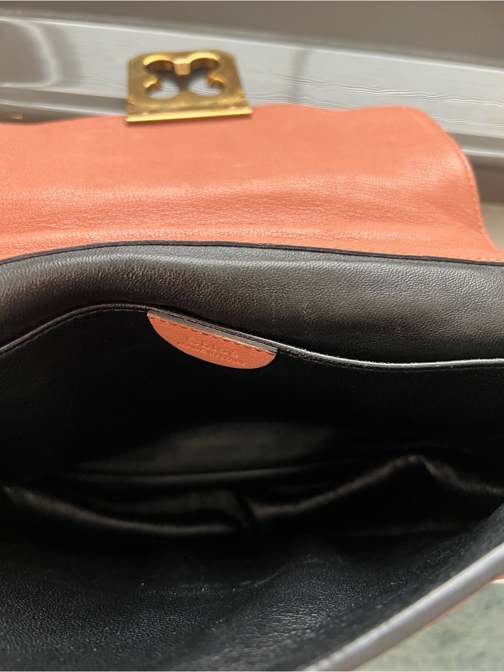 Authentic Chloe Elsie shoulder/crossbody bag with Gold Hardware, rust-clay color - Picture 12 of 13